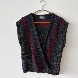 Gardenia vintage 80s knit top with wrap deep v neck style